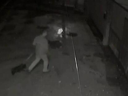 Captura del vídeo de seguridad donde se ve al hombre con su mascota.