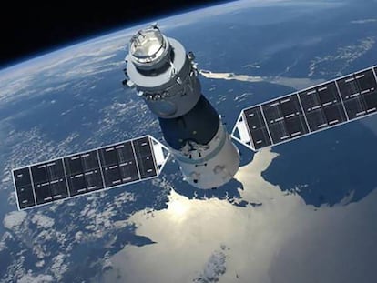 Recreación de 'Tiangong-1' en órbita.