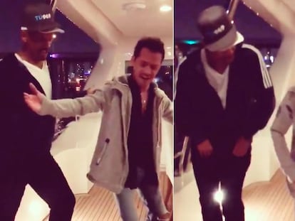 Marc Anthony enseña a Will Smith a bailar salsa.