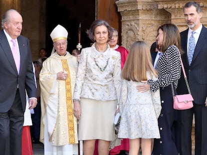 A rainha Letizia e a rainha Sofia no palácio de El Pardo, em 2017