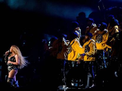 Beyoncé, durante la actuación en Coachella.