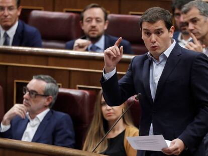 Albert Rivera, ayer durante la sesión de control al Gobierno en el Congreso.