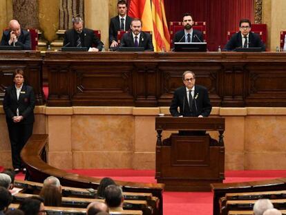 Quim Torra durante su discurso de investidura como president de la Generalitat de Cataluña.