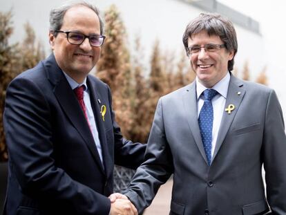 Quim Torra y Carles Puigdemont antes de su reunión de este martes en Berlín. En vídeo: Declaraciones de Mariano Rajoy.