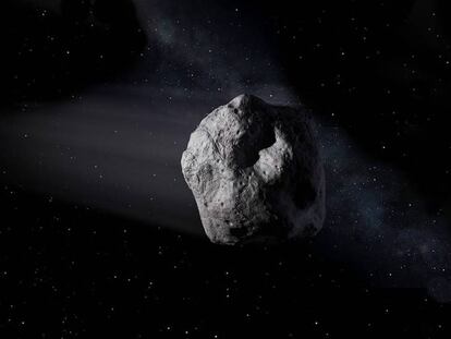 Recreación de un asteroide. En vídeo, recreación de la órbita del asteroide.