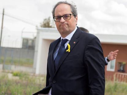 El presidente de la Generalitat, Quim Torra, tras visitar a Dolors Bassa y Carme Forcadell en la prisión de Alcalá-Meco.