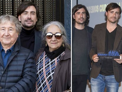 En la imagen de la izquierda, Gelete Nieto (detrás) y su madre, Pepa, con Manuel, hermano de Ángel Nieto. A la derecha los dos hijos mayores del piloto con Belinda Alonso.