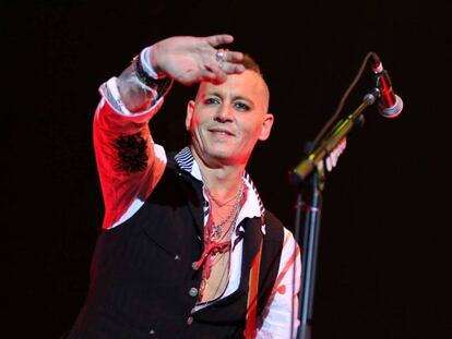 Johnny Depp, durante el concierto del pasado 28 de mayo en Moscú.