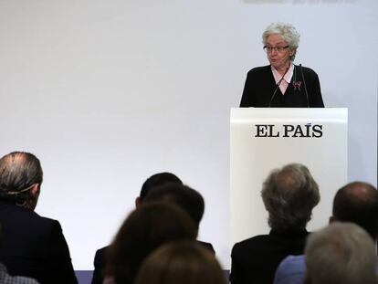 La periodista Soledad Gallego-Díaz habla a la redacción de EL PAÍS. Foto: DAVID FOLGUEIRAS