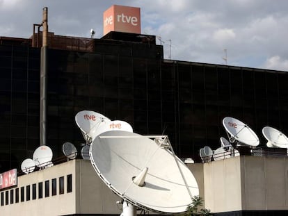 Antenas en Torrespaña, sede de Informativos de TVE.