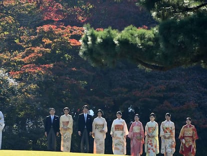 El emperador Akihito con la emperatriz Michiko, el príncipe heredero Naruhito y su esposa Masako, el principe Akishino y las princesas Kiko, Mako, Akiko, Yoko, Tsuguko y Ayako, ennoviembre de 2009 / En vídeo, la familia imperial japonesa en peligro