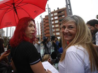 Miembros del sindicato de trabajadoras del sexo, el día de su presentación en Barcelona.