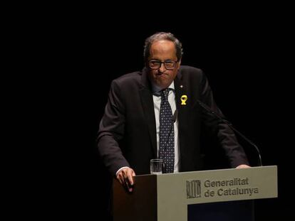 Quim Torra durante su discurso en Barcelona este martes. En vídeo: Análisis de Lluís Bassets.
