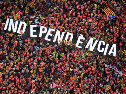 Manifestación de la Diada en la avenida Diagonal de Barcelona.