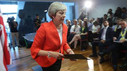 Theresa May, durante la cumbre de Salzburgo. En vídeo, sus declaraciones tras el rechazo de los 27 a su plan para el Brexit.