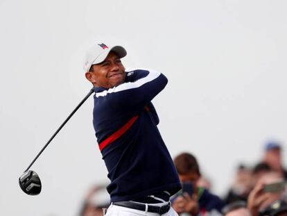 FOTO: Tiger Woods este viernes durante su participación en la Ryder Cup en Saint Quyentin-en-Yvelines (Francia). / VÍDEO: Victoria de Europa ante EE UU en la Ryder Cup.