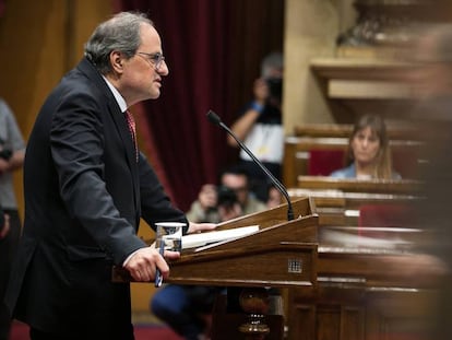 El president de la Generalitat, Quim Torra, en el Parlament de Cataluña.