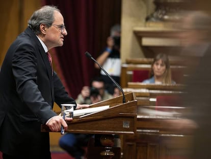 El president de la Generalitat, Quim Torra, en el Parlament de Cataluña.