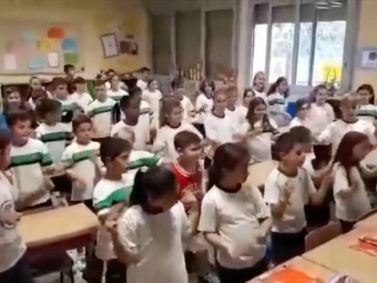 Alumnos del colegio Padre Enrique de Ossó en Zaragoza, España.