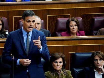 Pedro Sánchez durante la sesión de control al Gobierno en el Congreso de los Diputados.