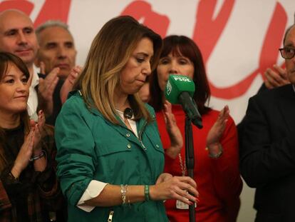 Susana Díaz, después de conocer los resultados. En vídeo, la líder andaluza hace un llamamiento de unión contra la extrema derecha.