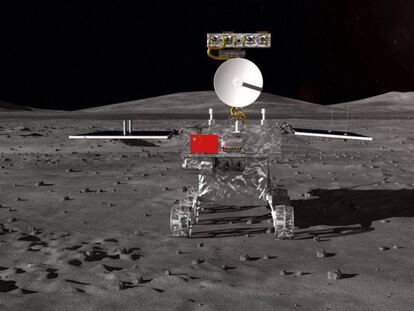 Imagen del robot sobre la superficie de la Luna.