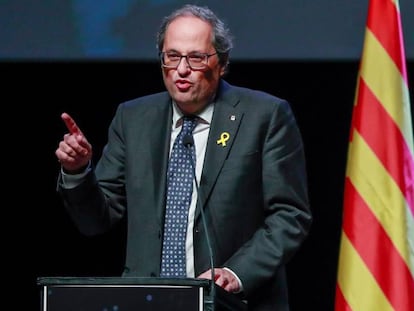 El presidente de la Generalitat de Cataluña, Quim Torra, este sábado en Bruselas.