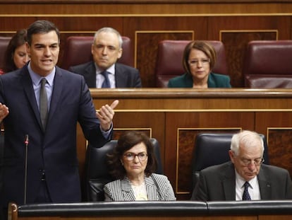 Pedro Sánchez, en la sesión de control al Gobierno de este 19 de diciembre.