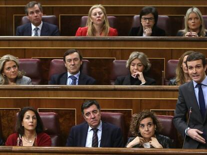 Pablo Casado durante la sesión de control al Gobierno en el Congreso.