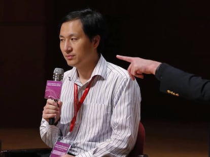 He Jian-kui durante su intervención en la Conferencia de Edición del Genoma Humano celebrada el pasado diciembre.