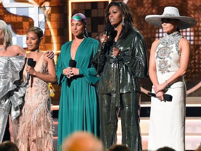 Lady Gaga, Jada Pinkett Smith,Alicia Keys, Michelle Obama y Jennifer Lopez en los premios Grammy, el 10 de febrero de 2019. En vídeo, los mejores momentos de la noche.