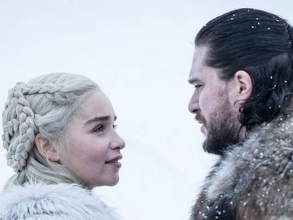 Daenerys Targaryen e Jon Snow em uma das cenas finais de ‘Game of Thrones’. No vídeo, o trailer do último episódio da série. HBO