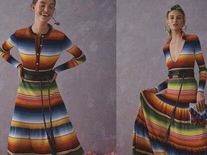 Vestidos de Carolina Herrera inspirados en el sarape de Saltillo.