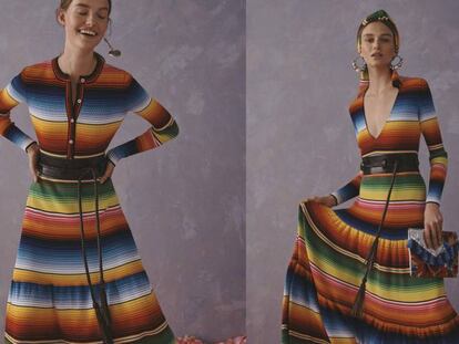 Vestidos de Carolina Herrera inspirados en el sarape de Saltillo.