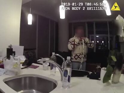 Jussie Smollett, en su apartamento, en el vídeo que ha publicado la Policía de Chicago.