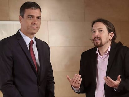 Pedro Sánchez y Pablo Iglesias, en la reunión que mantuvieron el pasado 9 de julio. En vídeo: los dardos de Sánchez a Iglesias en la Cadena Ser.