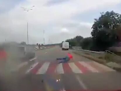 El momento en el que se produjo la colisión entre los tres vehículos.
