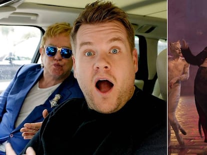 James Corden en 'Carpool Karaoke' con Elton John', y en 'Cats', en vídeo.
