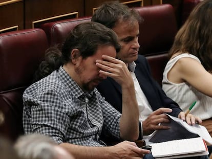 Pablo Iglesias, en un trance de la fallida sesión de investidura del 25 de julio.