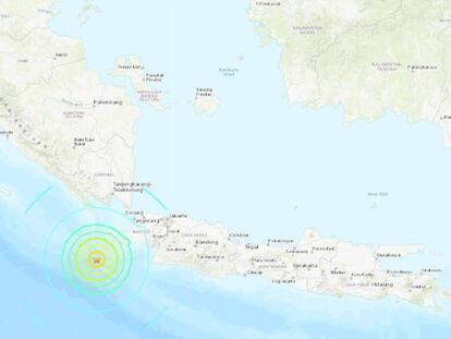 Lugar donde se encuentra el epicentro del terremoto en Indonesia. En vídeo, imágenes de Indonesia, esta tarde.