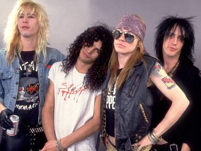 Duff McKagan, Slash, Axl Rose, Izzy Stradlin y Steven Adler. Guns N' Roses en 1987, el año en el que se grabó 'Appetite for destruction'.