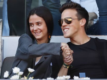 Victoria Marichalar y Gonzalo Caballero, en el Mutua Madrid Open, el pasado mayo. En vídeo, el momento de la cogida a Gonzalo Caballero, este sábado.