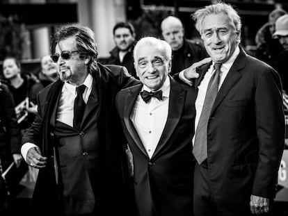 Al Pacino, Martin Scorsese y Robert De Niro en el estreno mundial de 'El Irlandés', celebrado el 13 de octubre de 2019 dentro de la programación del London Film Festival (Londres). En vídeo, tráiler de 'El irlandés'.