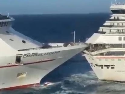 En vídeo, momento en el que ambos cruceros colisionan.