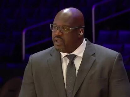 Shaquille O' Neal llora la pérdida de Kobe. En vídeo, el momento en el que el pívot no puede aguantar las lágrimas.