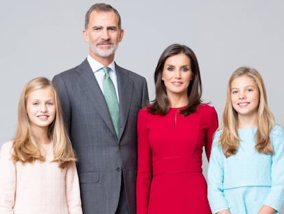 Los reyes Felipe VI y Letizia y sus hijas, la princesa Leonor y la infanta Sofía.