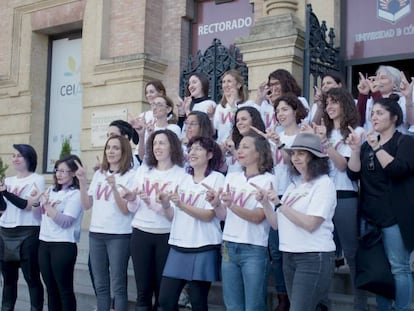 Las participantes en la jornada de Editatonas de Córdoba, en el Día de la Mujer en la Ciencia, el pasado 11 de febrero.
