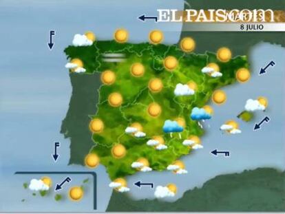 Subida generalizada de las temperaturas. Esta será la tónica de la jornada del martes, donde sólo se esperan nubes en la costa del cantábrico, las regiones del litoral catalán, la comunidad valenciana y Murcia. En el resto los cielos estarán despejados y lucirá el Sol.Mañana miércoles, los termómetros seguirán en ascenso. Se podrán alcanzar los 35 grados en el Valle del Guadalquivir, el centro penínsular y el valle del Ebro. La nubosidad aumentará en Galicia donde al final del día se podría registrar alguna precipitación. En el resto del país, los cielos estarán despejados y brillará el Sol. Sólo por la tarde, pueden aparecer algunas nubes en los Pirineos y el Sistema Ibérico.