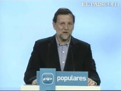 Satisfecho por los resultados obtenidos, Mariano Rajoy ha declarado que el PP "es un gran partido, el más grande de Europa" y "en circunstancias difíciles sabe estar a esa altura y es un honor presidir este partido".