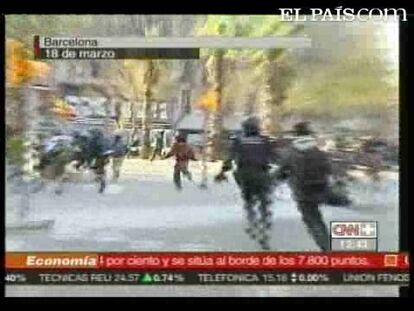 Disturbios de los 'antibolonia' en Barcelona